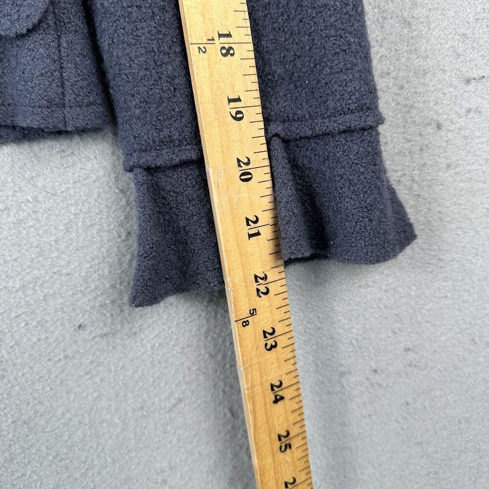 Vivian Shyu Wool Blazer Jacket Women’s Small Navy Blue Ruffle Button Front - Picture 11 of 16